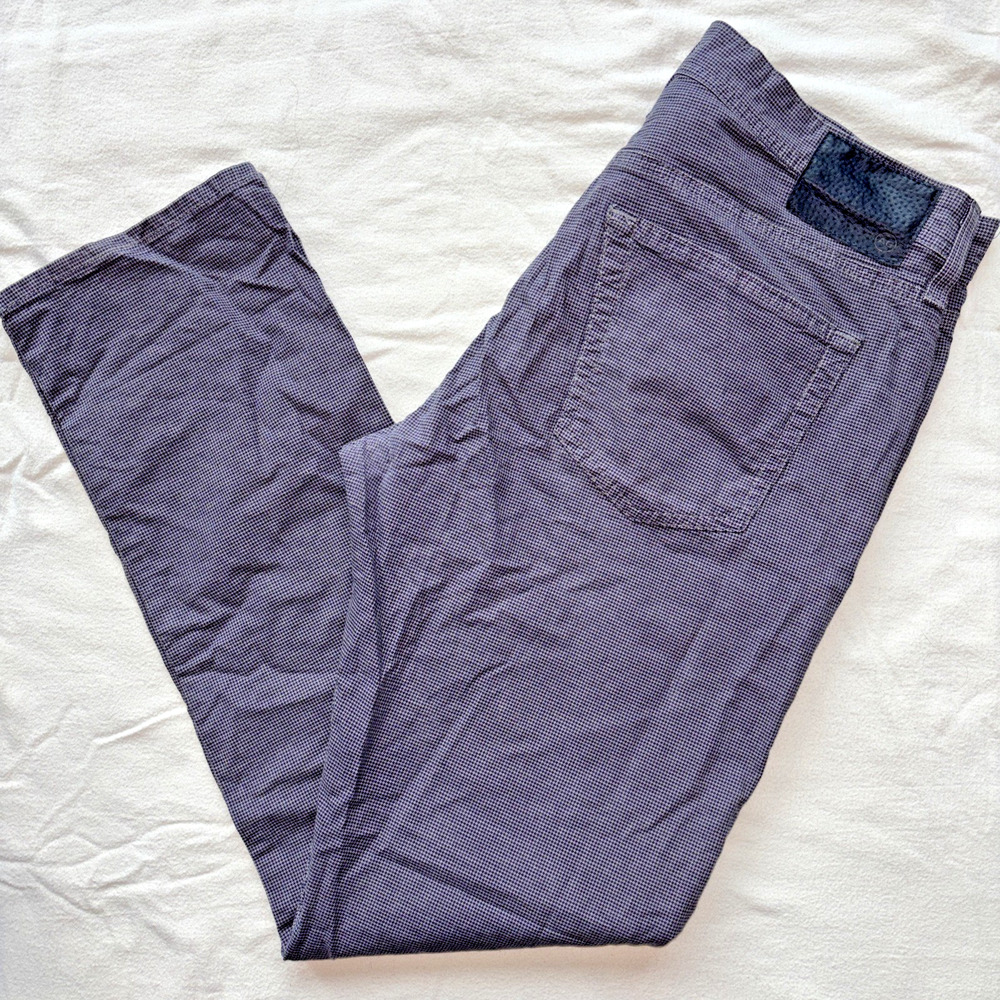 AG Everett Slim Straight Cotton Stretch Mens 34x32 Black Grey Houndstooth Pants